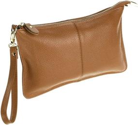 img 3 attached to 👜 SEALINF Small Cowhide Leather Clutch Handbag Purse with Beige Chain Shoulder Strap