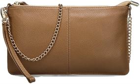 img 4 attached to 👜 SEALINF Small Cowhide Leather Clutch Handbag Purse with Beige Chain Shoulder Strap
