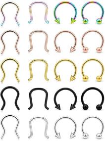 img 3 attached to 🔗 Septum Piercing Jewelry - 316L Surgical Steel 10mm U-Shaped Horseshoe Nose Hoop Ring Septum Piercing Retainer - Available in 16g, 14g, 12g - Set of 12-20PCS