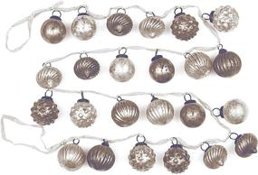 img 2 attached to Distressed White and Grey Embossed Mercury Glass Ornament Fabric String Garland by Creative Co-Op
