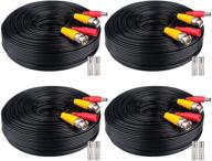 🔌 wildhd 4x200ft siamese cable set for max 5mp hd cctv dvr surveillance system - all-in-one bnc video and power extension wire cord with 2 female connectors, 4-pack cable included, black logo