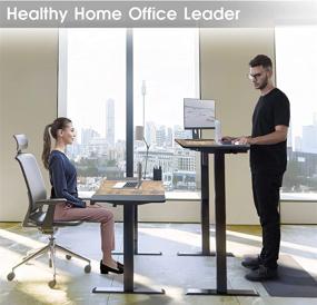 img 1 attached to 🔌 POXURIO Electric Height Adjustable Standing Desk with Drawer and Hook, 48 x 24 in Home Office Workstation Table, Rustic Brown Top