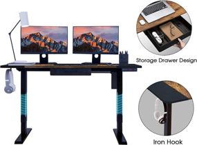 img 3 attached to 🔌 POXURIO Electric Height Adjustable Standing Desk with Drawer and Hook, 48 x 24 in Home Office Workstation Table, Rustic Brown Top