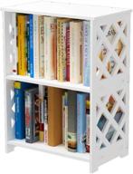 📚 rerii small bookshelf, compact 2-tier bookshelf for tiny spaces, kids' 2-shelf bookcase, storage organizer case with open shelves for bedroom living room office, white logo