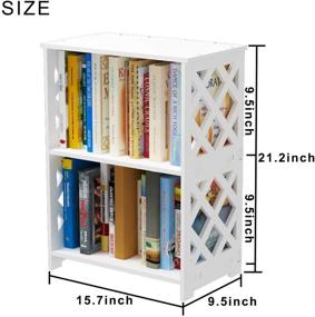 img 3 attached to 📚 Rerii Small Bookshelf, Compact 2-Tier Bookshelf for Tiny Spaces, Kids' 2-Shelf Bookcase, Storage Organizer Case with Open Shelves for Bedroom Living Room Office, White