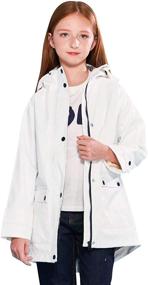 img 4 attached to 🧥 SOLOCOTE Kids Rain Jacket: Hooded Rubber RainCoats for Girls & Boys | Waterproof, Windproof | Size 5-14Y - Lined & Durable