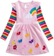 juxinsu girls long sleeve dresses: winter toddler casual dress with rainbow butterflies - ages 3-8 logo