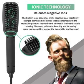 img 1 attached to Ionic Beard Straightener Brush Straightening