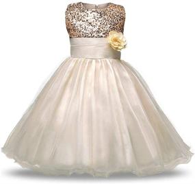 img 4 attached to Elegant Flower Wedding Sequins Dresses: FREE FISHER Girls' Clothing