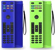 [2-pack] vizio xrt136 smart tv remote silicone cover - shockproof & anti-slip - compatible with vizio xrt136 remote - washable - with lanyard (blue+glow green) logo