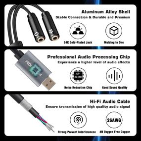 img 2 attached to 🎧 HOSONGIN USB Audio Headphone Adapter with 3.5mm Jack - External Sound Card, Microphone Jack – 12 inch