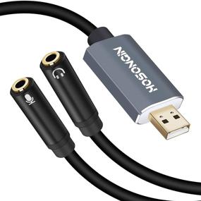img 4 attached to 🎧 HOSONGIN USB Audio Headphone Adapter with 3.5mm Jack - External Sound Card, Microphone Jack – 12 inch