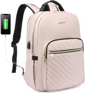 💼 lovevook quilted laptop backpack for women - stylish purse bookbag with 15.6-inch computer compartment, antiquewhite logo