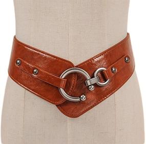 img 1 attached to Womens Leather Elastic Strech Waistband Women's Accessories for Belts