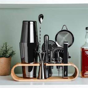 img 2 attached to 🍸 Mixologic 11-Piece Mixology Bartender Kit: Premium Stainless Steel Cocktail Shaker Set with Bamboo Stand & E-Recipe Booklet (Black)