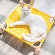 portable elevated pet cot bed for cats and dogs: breathable, detachable, and durable canvas hammock lounge bed with pine wood stand - perfect for indoor or outdoor use, 21x19 in. logo