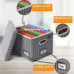 img 2 attached to 📁 Trizo Decorative File Storage Organizer Box Set of 2 - Efficient Portable Filing Solution for Organizing documents and File Folders in Home & Office