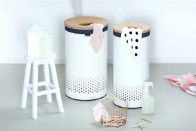 img 1 attached to Spacious Brabantia Large Laundry Bin: Cork Lid, 16 Gallon (60L), White