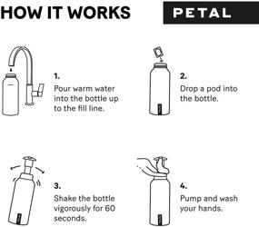 img 3 attached to 🌿 Распределитель жидкого мыла Petal Zero Waste с биоразлагаемыми заправками - натуральное, веганское и бесжестокое мыло - сделано в США - 8.5 унций (4 шт) - Цитрусовый имбирь и черное (алюминий)