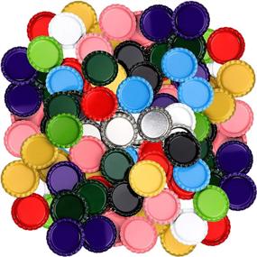 img 4 attached to 🎨 RUTICH 100 PCS Flat Decorative Bottle Cap Craft Stickers - Double Sided Prints in 10 Mixed Colors for Hair Bows, DIY Pendants, and Craft Scrapbooks