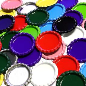 img 2 attached to 🎨 RUTICH 100 PCS Flat Decorative Bottle Cap Craft Stickers - Double Sided Prints in 10 Mixed Colors for Hair Bows, DIY Pendants, and Craft Scrapbooks