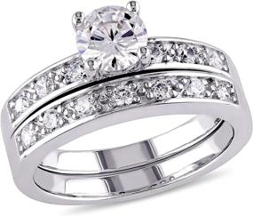 img 4 attached to Sparkling Abbie+Cleo Round Cubic Zirconia Bridal 💍 Ring Set: Rhodium Flash Plated Sterling Silver Glamour