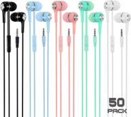 🎧 wholesale bulk earbuds headphones with microphone - 50 packs multi colored, ideal for classroom, students, kids & teen gifts logo