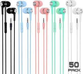img 4 attached to 🎧 Wholesale Bulk Earbuds Headphones with Microphone - 50 Packs Multi Colored, Ideal for Classroom, Students, Kids & Teen Gifts