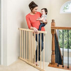 img 3 attached to 🚧 Evenflo Top of Stairs Extra Tall Gate in Tan Wood: Secure & Stylish Solution