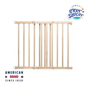 img 1 attached to 🚧 Evenflo Top of Stairs Extra Tall Gate in Tan Wood: Secure & Stylish Solution