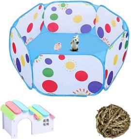 img 4 attached to 🐹 Portable Hamster Playpen, Breathable Small Animal Playpen with Pop Open Design for Indoor/Outdoor Exercise - Ideal Yard Fence for Guinea Pigs, Gerbils, Chinchillas, Hedgehogs