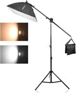 📸 emart 45w dimmable led double color temperature continuous lighting studio kit with boom arm hairlight softbox for photography lighting and video shooting logo