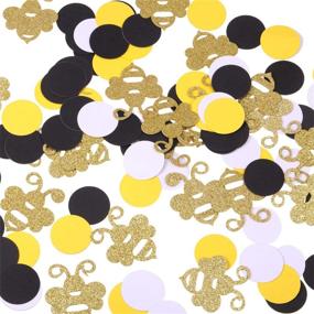 img 2 attached to 🐝 Bee-Themed Party Décor: 360-Piece Glittery Gold & Yellow Black Circle Confetti for Baby Showers, Birthdays & Table Decoration