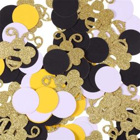 img 1 attached to 🐝 Bee-Themed Party Décor: 360-Piece Glittery Gold & Yellow Black Circle Confetti for Baby Showers, Birthdays & Table Decoration