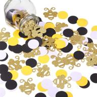 🐝 bee-themed party décor: 360-piece glittery gold & yellow black circle confetti for baby showers, birthdays & table decoration logo