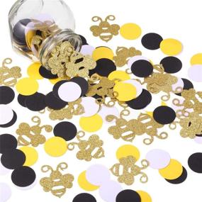 img 4 attached to 🐝 Bee-Themed Party Décor: 360-Piece Glittery Gold & Yellow Black Circle Confetti for Baby Showers, Birthdays & Table Decoration