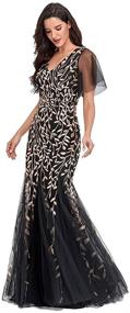 img 2 attached to 👗 Flared Illusion Embroidery V-Neck Mermaid Evening Dress for Women