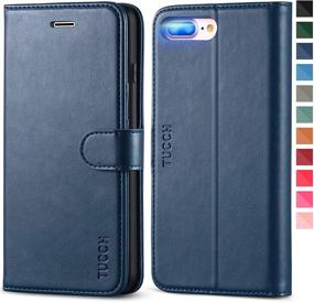 img 4 attached to 📱 TUCCH iPhone 8 Plus Wallet Case, iPhone 7 Plus Case – Dark Blue PU Leather Cover with Kickstand, 3 Credit Card Holder, 1 Money Slot, and TPU Interior - Compatible with iPhone 8 Plus