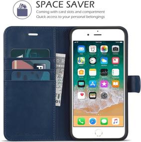 img 2 attached to 📱 TUCCH iPhone 8 Plus Wallet Case, iPhone 7 Plus Case – Dark Blue PU Leather Cover with Kickstand, 3 Credit Card Holder, 1 Money Slot, and TPU Interior - Compatible with iPhone 8 Plus