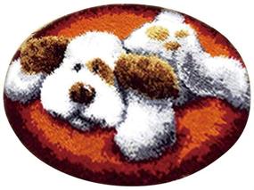 img 4 attached to 🐶 DIY Latch Hook Kit for Rug Making – Cute Dog Design with Preprinted Pattern and Instructions, 19X19 inch
