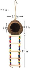 img 2 attached to Hanging Coconut Bird House with Ladder - Natural Fiber Nest for Parrot, Parakeet, Lovebird, Finch, Canary - Coconut Hide Swing Toys for Hamster - Bird Cage Accessories and Pet Bird Supplies