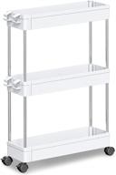🛒 notheia slim storage cart 3-tier: maximizing bathroom and laundry organization with slide out design, portable utility cart on wheels - thin space solutions in white logo