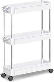 img 4 attached to 🛒 NOTHEIA Slim Storage Cart 3-Tier: Maximizing Bathroom and Laundry Organization with Slide Out Design, Portable Utility Cart on Wheels - Thin Space Solutions in White