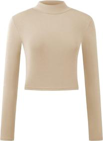 img 4 attached to KLOTHO Lightweight Mock Turtleneck Crop Tops for Women or Teen Girls - Long Sleeve Casual Base Layer with Enhanced SEO