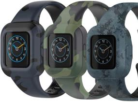 img 4 attached to YoYaFe Strap for Garmin Vivofit Jr 3 Bands, Soft Silicone Replacement Bands for Garmin 🌈 Vivofit JR. 3/Garmin Fit JR 3 Bands - Camouflage Grey, Green, Mosaic (3-Pack) - Kids' Favorite!