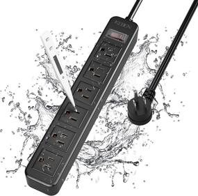 img 4 attached to Outdoor Surge Protector Protector: Waterproof Extension Cord with 6 Outlets for Bathroom, TV - Weatherproof Powerstrip with Flat Plug for Outside Electrical Use