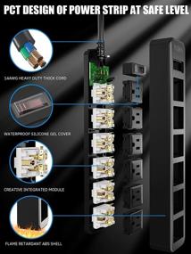 img 3 attached to Outdoor Surge Protector Protector: Waterproof Extension Cord with 6 Outlets for Bathroom, TV - Weatherproof Powerstrip with Flat Plug for Outside Electrical Use