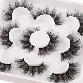 img 4 attached to 🔥 JIMIRE Flare Mink Lashes Fluffy Wispy False Lashes Pack: Achieve Fluttery 10D Multi-dimensional Volume with 5 Pairs of False Eyelashes