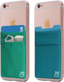 img 1 attached to 📱 Convenient Stretchy Stick-on Cell Phone Wallet Card Holder - Compatible with iPhone, Android, and All Smartphones - Greens