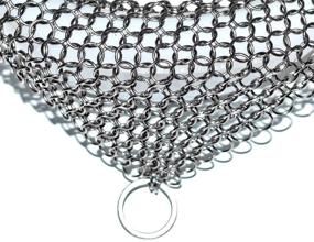 img 1 attached to 🔧 Chainmail Scrubber Stainless Steel Cast Iron Cleaner for Multiuse Grill BBQ Pan Casserole Tray Skillet Wok Scraper - 8" x 6